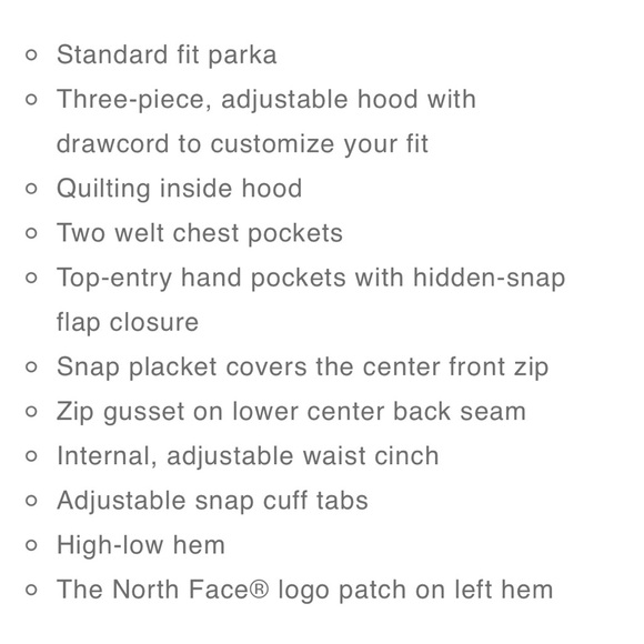 NWOT Northface Snow down Parka XS internal cinch waist, adjustable hood - Picture 5 of 6